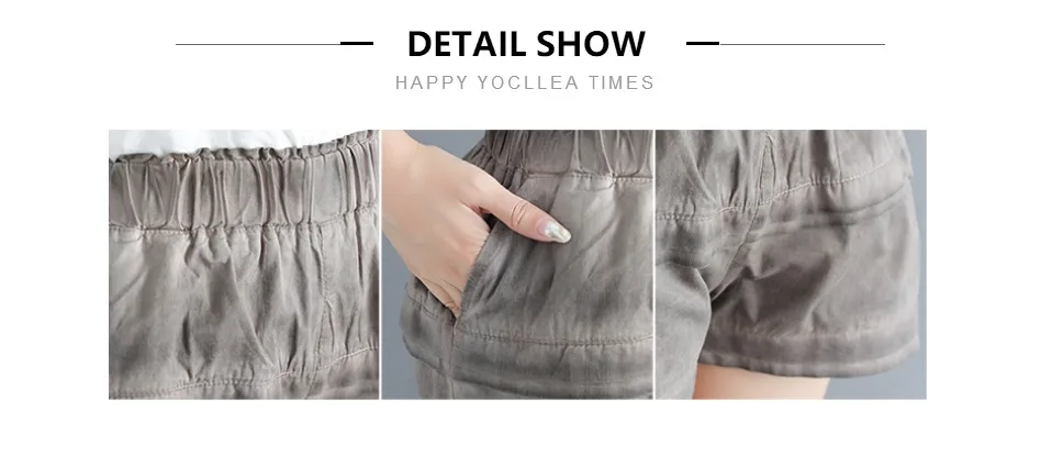 Vintage Old washed women shorts All match lady cotton shorts withe pockets Plus size casual women trousers Bottoms hots
