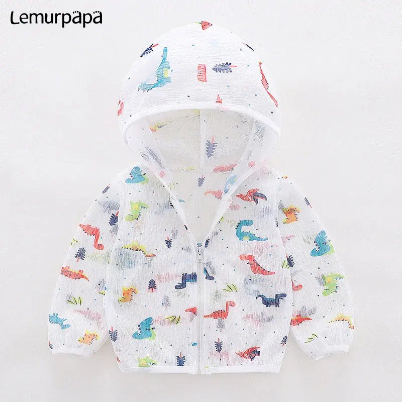 Для маленьких мальчиков и девочек; с капюшоном; летняя одежда для защиты от комаров; пляжное тонкое льняное пальто; свитер на молнии с принтом; милый костюм