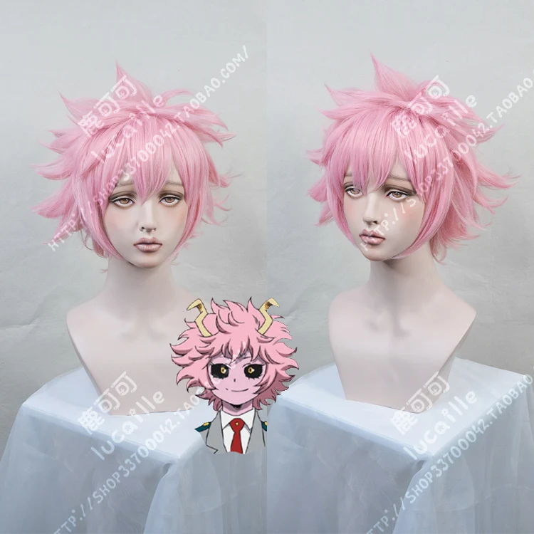 Парик из синтетических волос Boku no Hero Academia Ashido Mina Короткие Розовые термостойкие