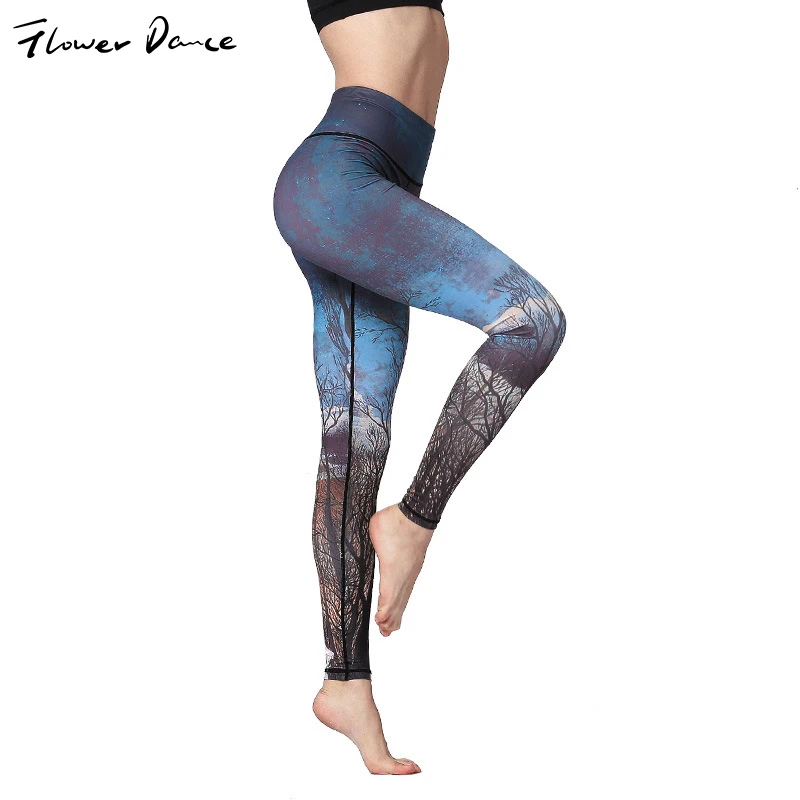 

FlowerDance Stretchy Gym Tights Energy Rainbow Print Seamless Leggings Tummy Control Yoga Pants High Waist Sport Running