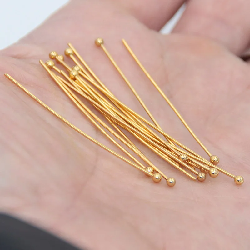 

50pcs/lot 21 Gauge 30mm/40mm Stainless Steel Gold Ball Pins for Diy Jewelry Making Head Findings