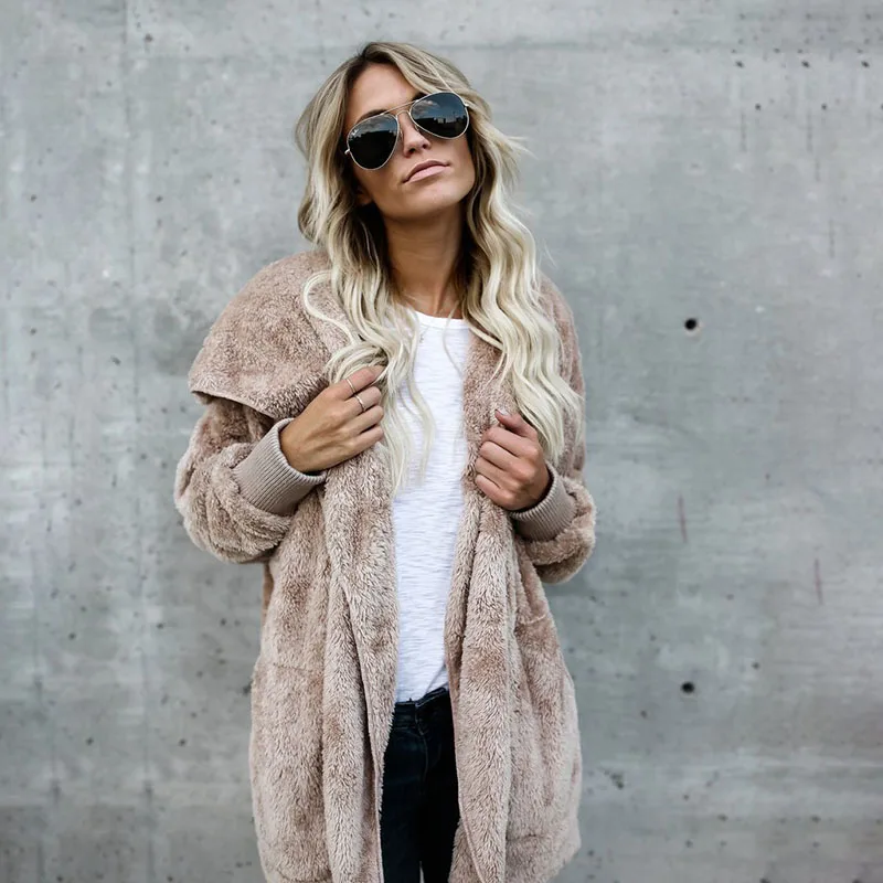 

Liva Girl Ladies Coat Winter Fur Wram Cardigans Female Casual Slim Thicken Jackets Female Streetwear Long Outwear Plus Size 5XL