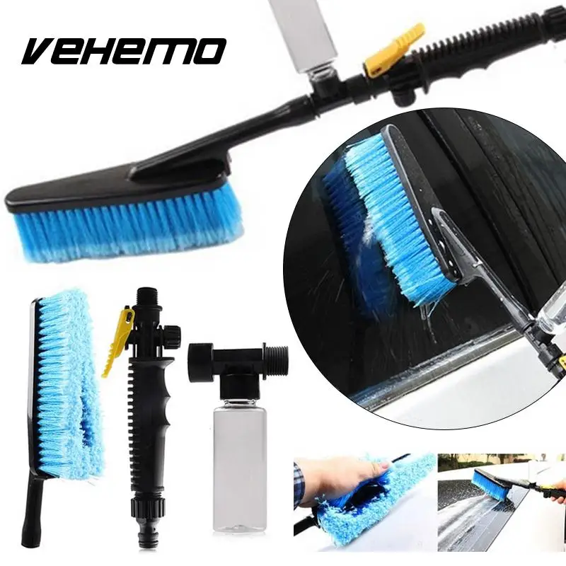 VEHEMO New Car Wash Brush Removable Retractable Long Handle Water Flow