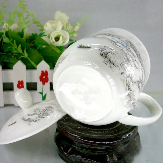 Керамическая чашка, Цзиндэчжэнь костяного фарфора чашка с крышкой, Офисная индивидуальная расписанная чашка