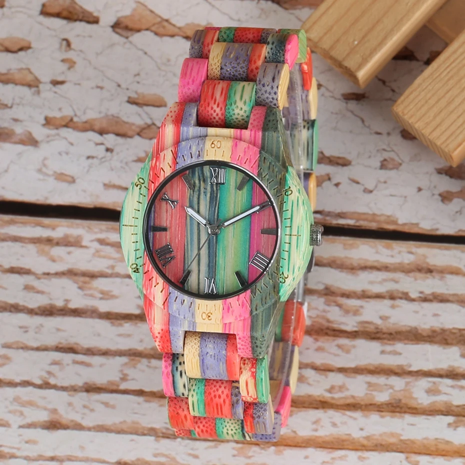 Fashion Men's Watch Luxury Wooden Quartz Watch Popular Unique Candy Color Full Wood Wrist Women Watch Male Clock Souvenir Gifts 2020 2025 (17)
