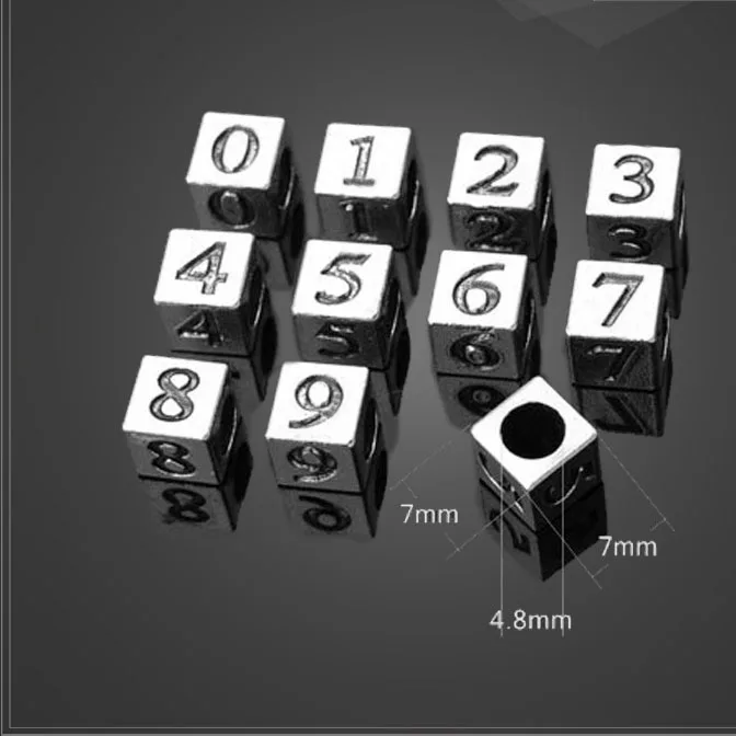 

Factory Price 50 Pieces/Lot 7mm*7mm Antique Silver Square Figure Numbers Beads For Diy Jewelry Making (0-9)