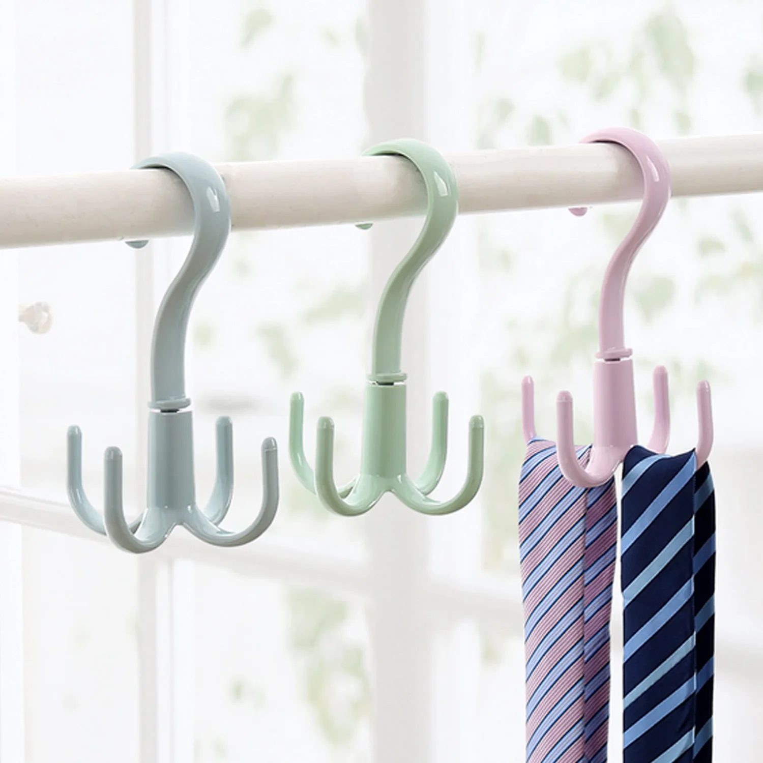 Behogar 3PCS Colors 360 Degree Rotating Rack Hanger Holder Organizer