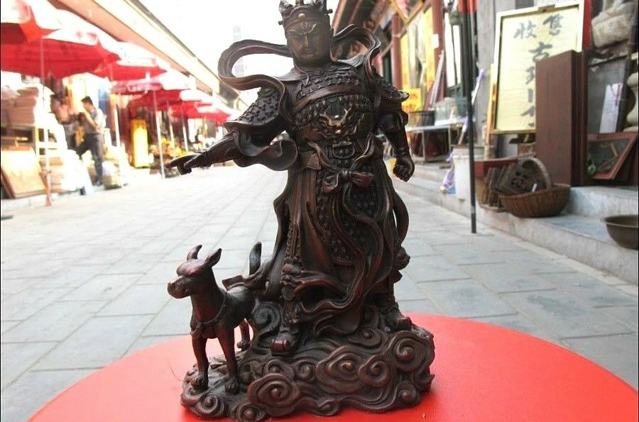 

Chinese Myth Bronze god Erlang Dog heaven generals warrior Buddha statuary