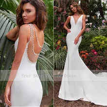 Потрясающие Тюль и атласная v-образным вырезом декольте Русалка свадебное платье с штапики Иллюзия Вернуться суд Поезд свадебное платье De Mariage