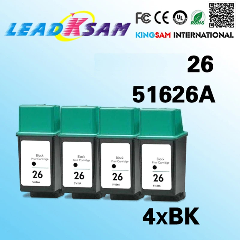 4x compatible for hp26 ink cartridges replace 26 C51626A DeskJet 200/320/340/400/500C/505K/540 | Компьютеры и офис