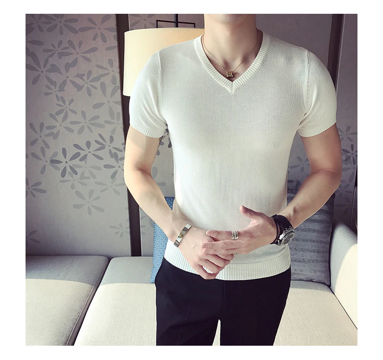 100% козья кашемир мужские Vneck свитер с коротким рукавом сплошной цвет M-2XL оптом и в розницу Настройка