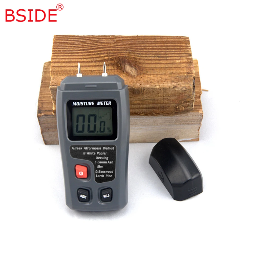 

BSIDE Pin Type Digital Wood Moisture Meter EMT01 0-99.9% Wood Humidity Tester Timber Damp Detector with Large LCD Display
