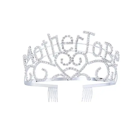 Frcolor Metal Mother To Be Silver Tiara Hearts Crown with Sparkling Rhinestones for Baby Shower Future Expecting Mom Decorations | Украшения