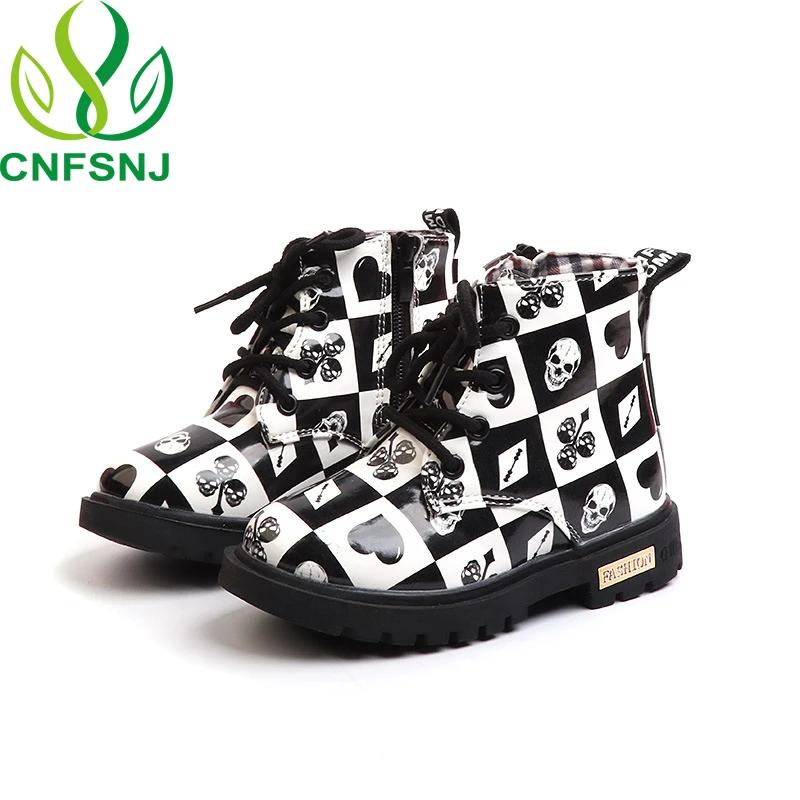 CNFSNJ 2017 new Winter Children Girls Boys Leather Boots Soft Fashion Casual Retro Kids Martin Warm Plushed Ankle | Детская одежда и