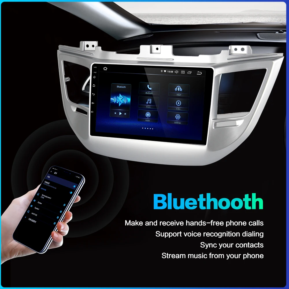 Top Fongent 10.2" Display Car 1 Din Radio Android 9.0 Head Unit for Hyundai Tusun 2014 2015 2016 2017 2018 USB 16G Ram 1080P Video 0