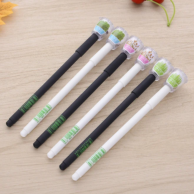 

New Creative Cultivate Plant Gel Pen 0.5mm Black Ink Garden Grow Grass Pen Office Stationery Lovely Children Gift 107