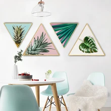 Зеленое растение треугольная картина настенные картины для гостиной в рамке стены искусства холст аксессуары для ванной комнаты аниме плакат
