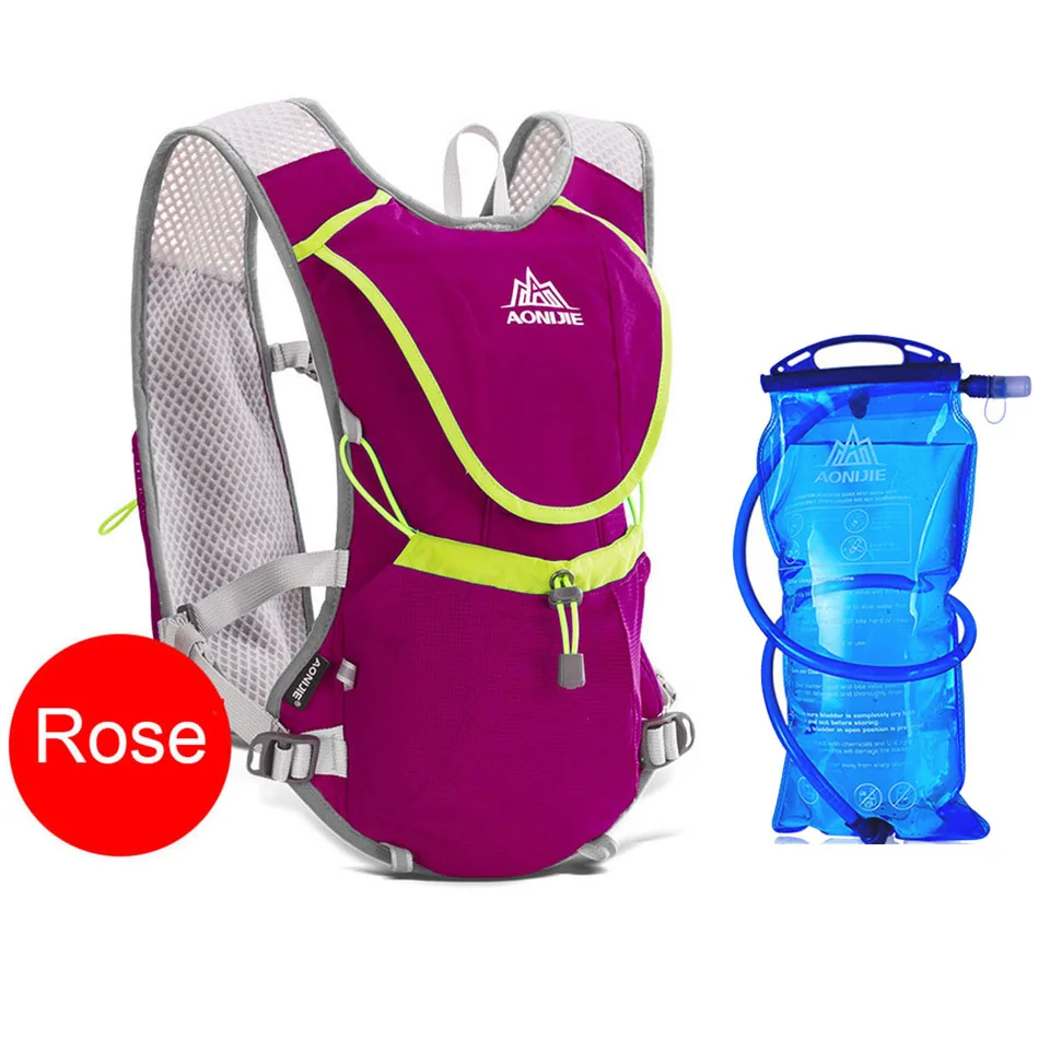 AONIJIE 8L открытый спортивный бегущий рюкзак марафон Trail бегущий жилет-рюкзак против обезвоживания для 1.5L мешок воды велосипедный походный мешок - Цвет: Rose with water bag