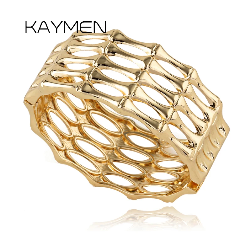 

KAYMEN Women's Beautiful Smooth Face Cuff Bangle Bracelet, Golden or Silver Color Skeleton Punk Style Bangle for Girl