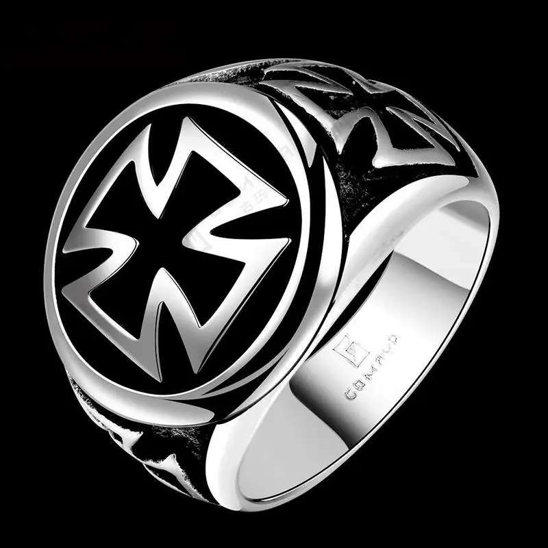NFS Men's Rocker Rock Biker Cross Ring Knights Templars Ring Men Stainless Steel Unique Jewelry Exquisite Men Biker Ring