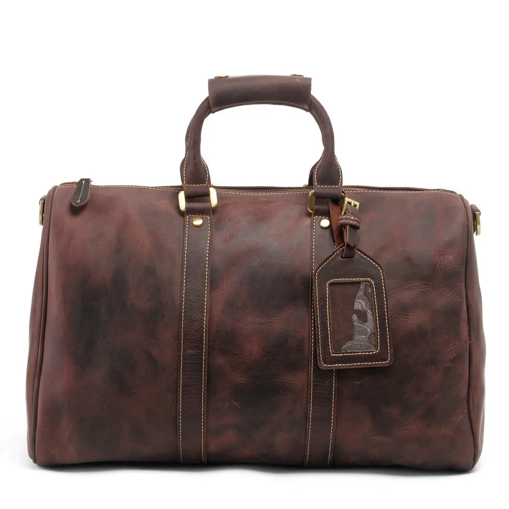 Men Genuine Leather Travel Bags Cow Leather Handbag Vintage Luggage Bag
