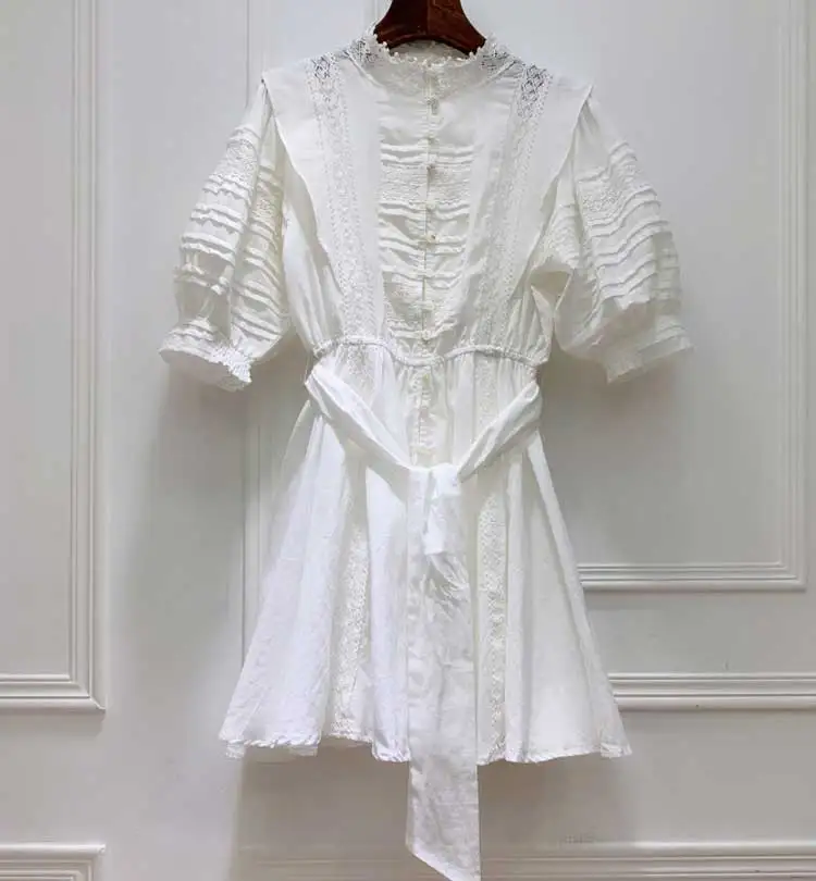 Богемный Вдохновленный Вышитое Платье женское плиссированное платье с пуговицами спереди летние платья белое платье Бохо с пышными рукавами шикарное вечернее платье