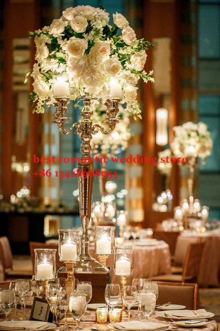 Por Tall Chandelier Stand Wedding Free Shipment 5 Arms Siver Crystal Centerpiece Tall Pillar For Wedding Decoration 80cm