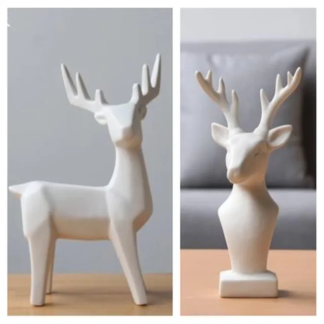 European Minimalist Nordic White Ceramic Deer Head And Elk European Minimalist Nordic White Ceramic Deer Head And Elk Animal Crafts Home Decorations