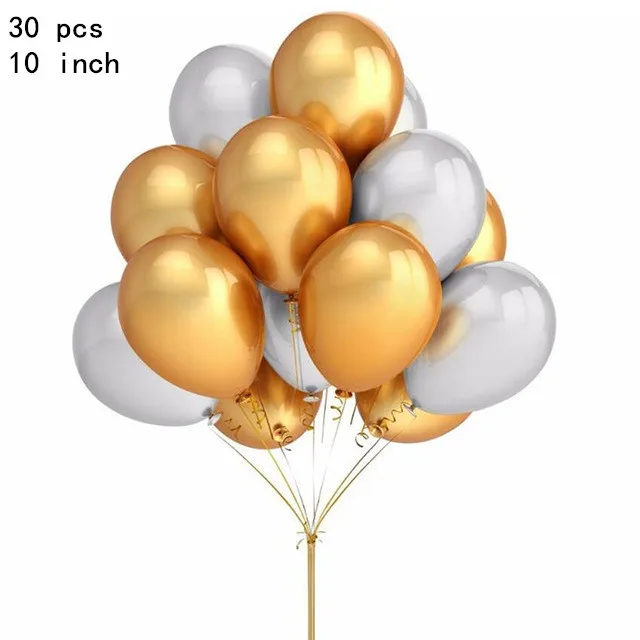 30 шт. 10 дюймов Золото Серебро Черный Розовый латексный воздушные шары на день рождения вечерние Декор надувные воздушные гелиевые шары подарки для детей - Цвет: gold silver