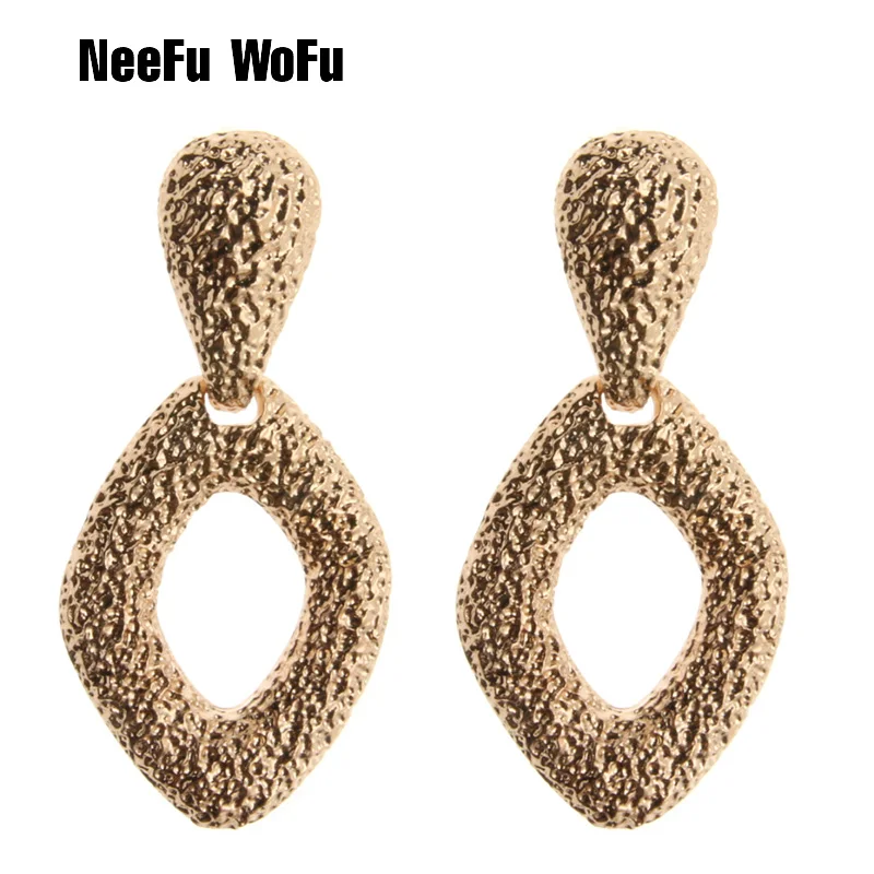 

NeeFu WoFu Drop Zinc alloy Earrings Band Retro Metal Earring Big Earring Dangle Christmas Large Long Brinco Ear Oorbellen