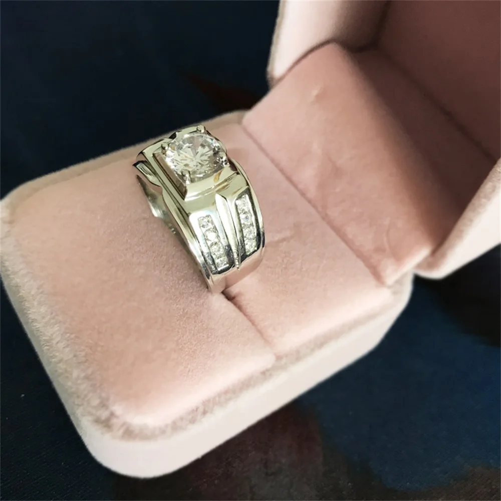 YANHUI оригинальные серебро 925-й пробы кольца для мужчин Роскошные 2 карата Диамант обручальные свадебные кольца мужские Подарочные ювелирные изделия MJZ004