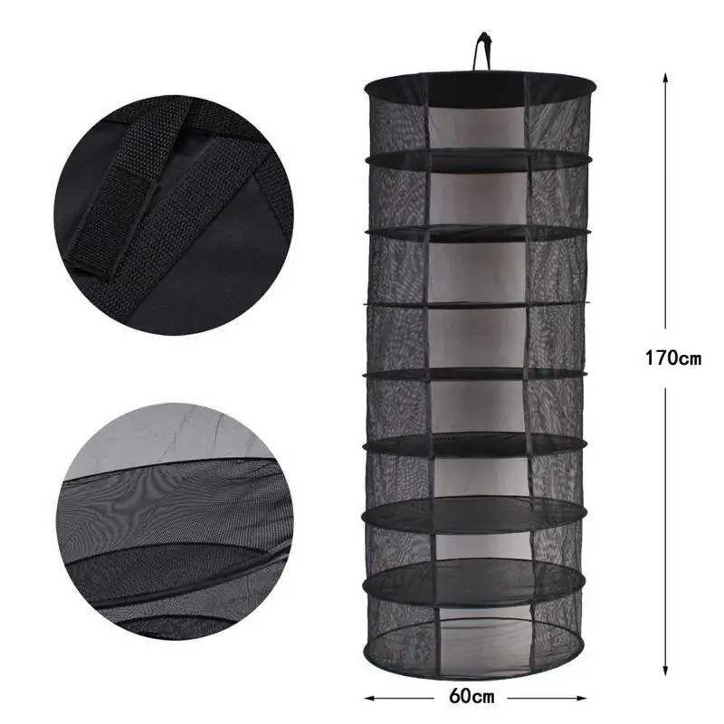 New-Hot Sale 8 Layers Dry Net Herb Herbal Rack for Buds Compartments Foldable Hanging Flowers Hydroponic Plant 8