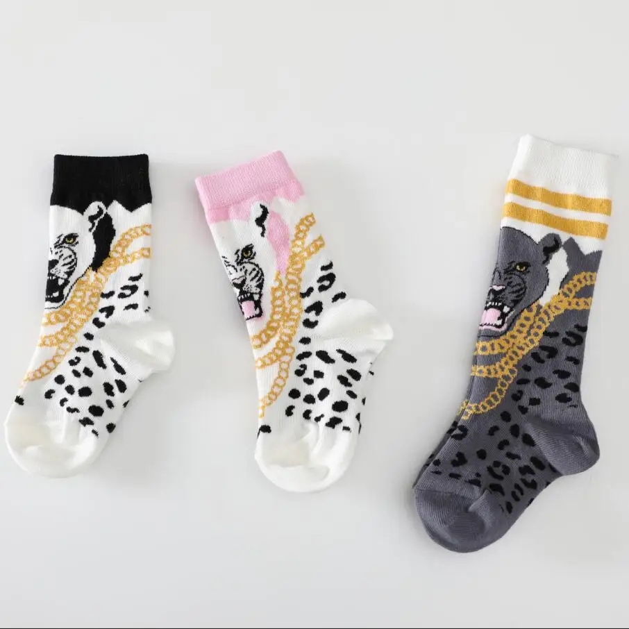 

Boys Girls' Leopard Chain Fashion Cool Socks Children's Knee-highs Cotton Long Short socks Set for Baby Kids Boy Girl's Socks
