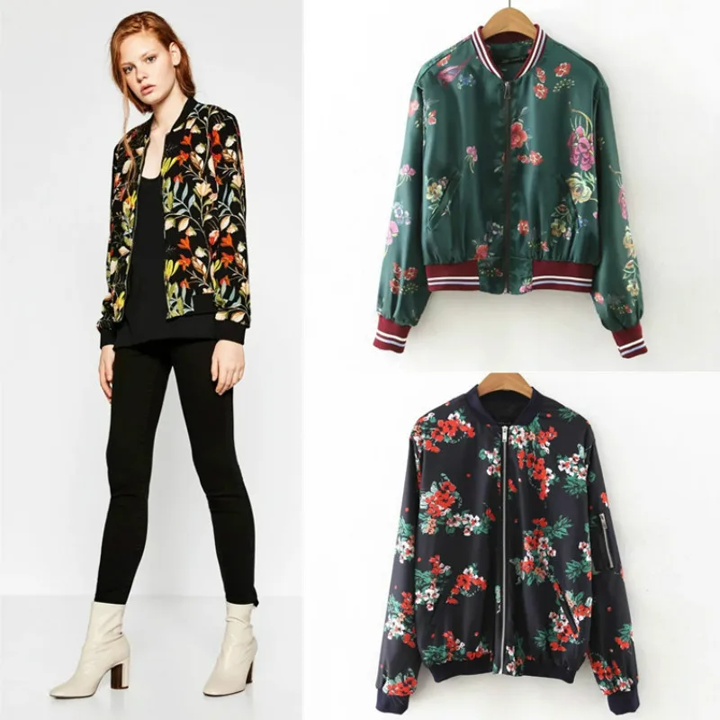 2017 Spanish Style Spring bomber jacket Female Retrol Rural Printed
