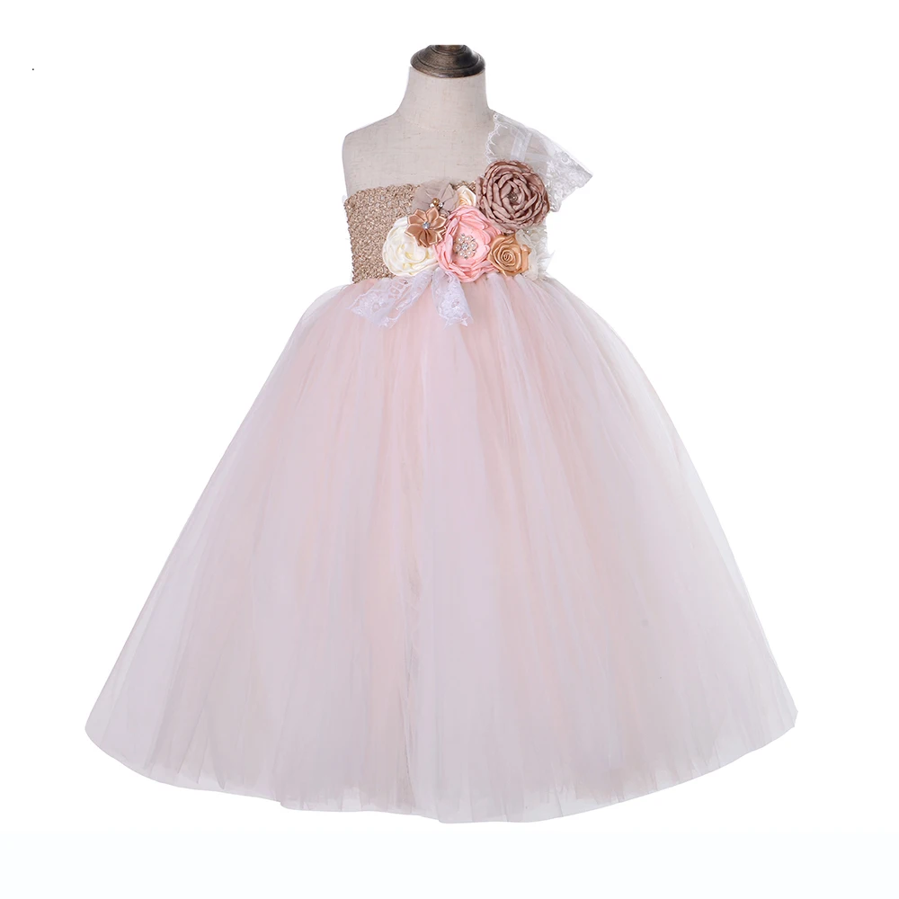 Lilacs Toddler Girl Christmas Tutu Dress Girls Frock Children Nova Ankle Length Lace One Shoulder Dress Kids Costume Princess 8T (9)