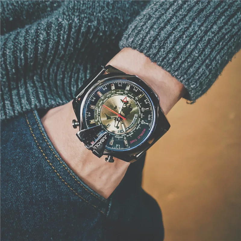 Мужские кварцевые часы с супер большим циферблатом, полностью из нержавеющей стали, с календарем, мужские спортивные наручные часы, мужские военные часы, армейские часы