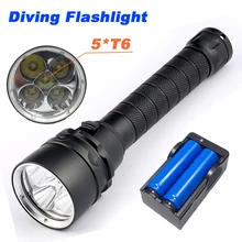 Diving Flashlight Torch 5xCREE XML-T6 Diving LED Flashlight 200M Underwater Waterproof Light Tactical Flashlight Lantern lamp