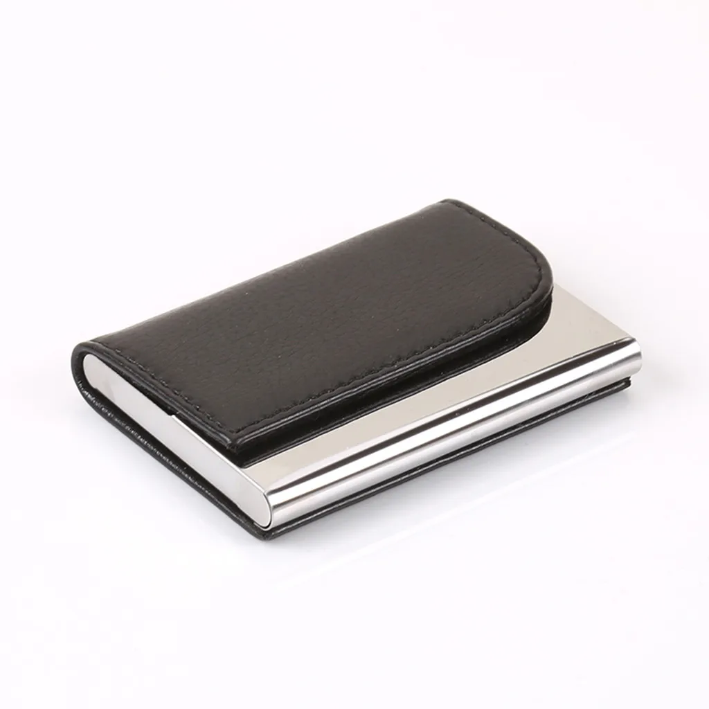 

Men Women Small Bank Travel Leather Business Card Case Slim Rfid Lightweight Front Packet Wallet Porta Tarjetas HW