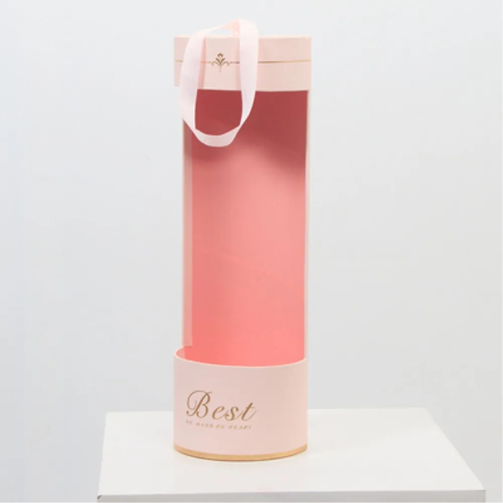 Высокое качество Вино цветок бумажная подарочная коробка вина переноски для бутылок цветочные композиции многоразовые и прочные - Цвет: Pink