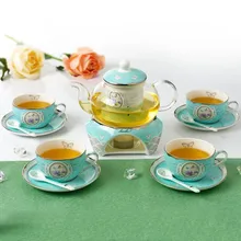 Европейский стиль высокого класса костюмы костяного фарфора цветочный чайник наборы керамические кофейные кружки с блюдцем ложкой