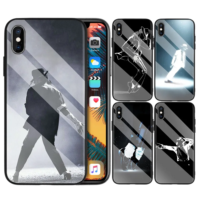 

Tempered Glass Phone Case for Apple iPhone 7 8 6 6S 11 11Pro X XR XS MAX Plus Michael Jackson MJ Print Case Cover Fundas Capa