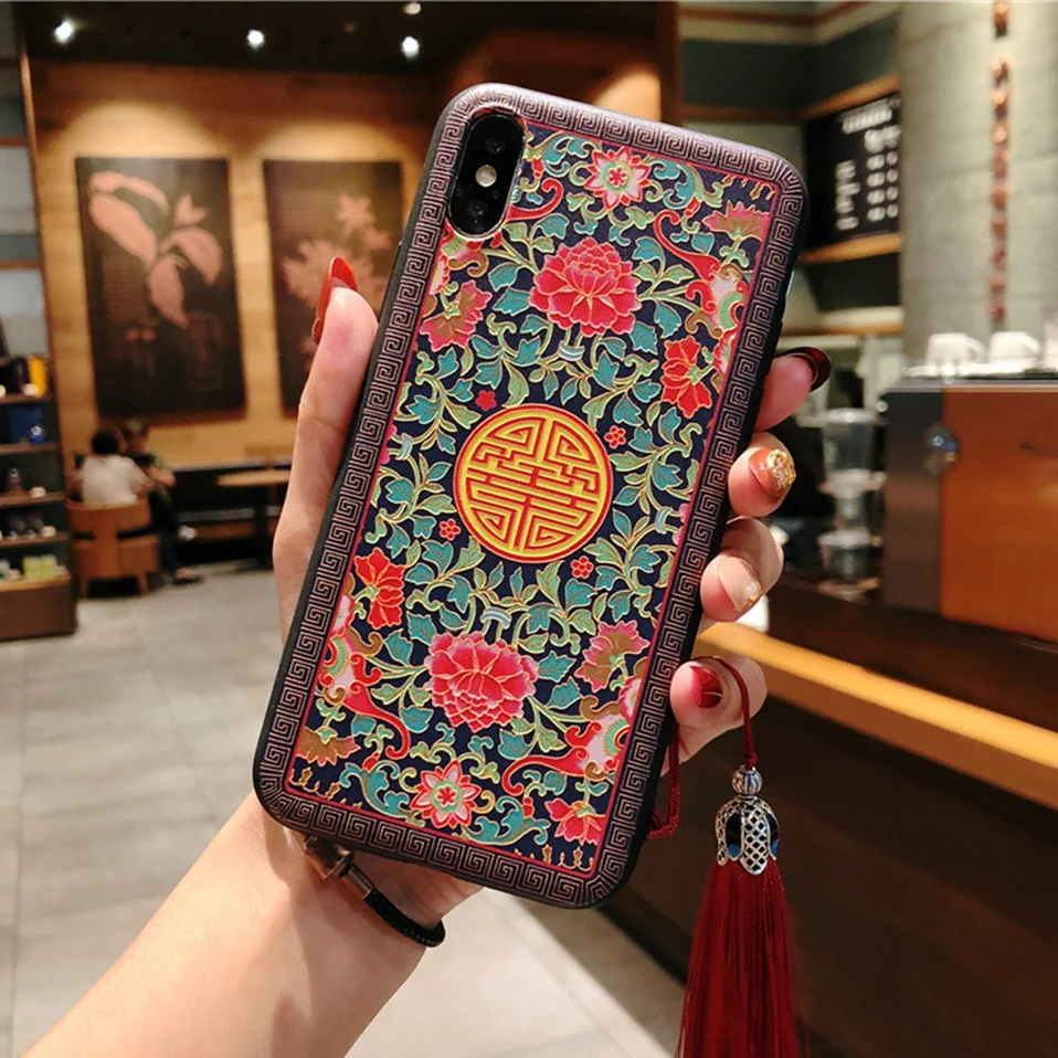Palace Style Phone Case For iPhone 6 6S 7 8 Plus Capa X Relief Back Cover |