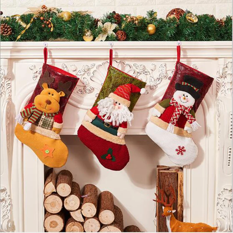 

New Fireplace Ornaments Big socks Christmas decorations Gift Candy Bag Christmas Boots Christmas Stockings