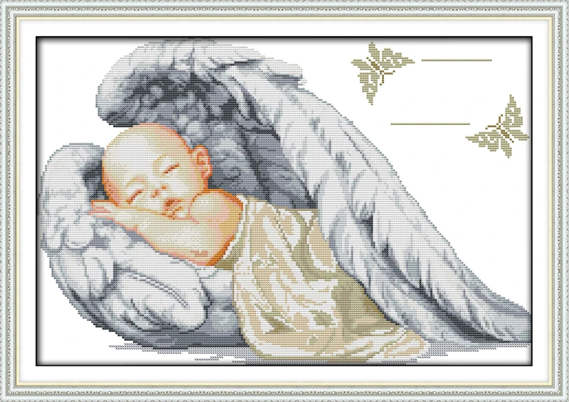 Маленький Ангел сертификат рождения, Спящий ребенок, шаблон печати холст DMC 14CT11CT DMS вышивки крестиком изделия с вышивкой для домашнего декора