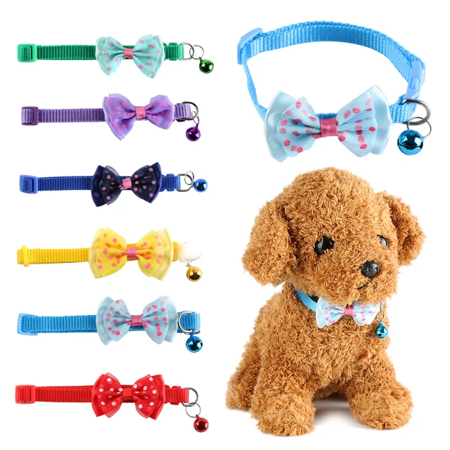 Buy Cute Pet Collar With Bell Neck Chain Nylon Fabric Pet Collar Dog Strap