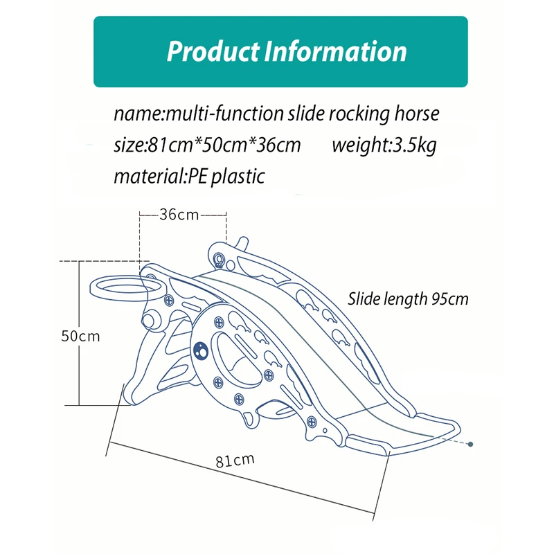 Детские блестящие лошадка-качалка Slide 2 в 1 для eco-содружественный Крытый игрушка многофункциональная горка игрушка для Детский подарок на нескользящей подошве