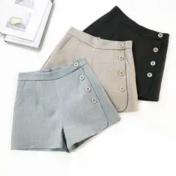 2019 весенние шорты женские элегантные с высокой талией однобортные широкие короткие брюки женские офисные карманные шорты Mujer