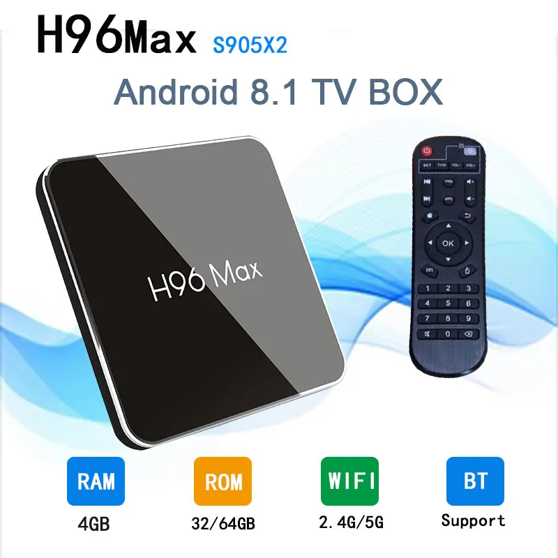 Новый оригинальный ГБ H96 MAX X2 Android 8,1 4 ГБ 32 ГБ Гб 64 Гб ТВ коробка Amlogic S905X2 четырехъядерный комплект верхней коробки двойной Wifi BT 4 К медиаплеер