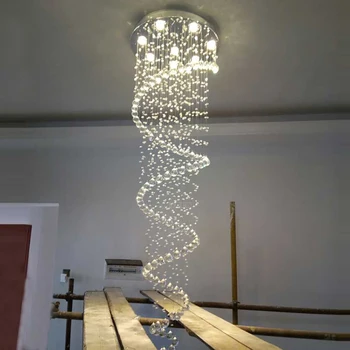 

Modern LED double spiral crystal chandelier lighting for foyer stair staircase hotel hall ceiling hanging lamp