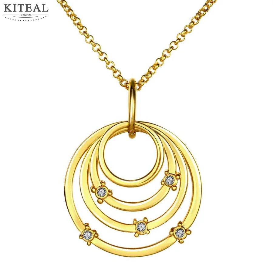 Ожерелье с круглым кулоном из циркония Цвет: розовое/золото/белое золото |